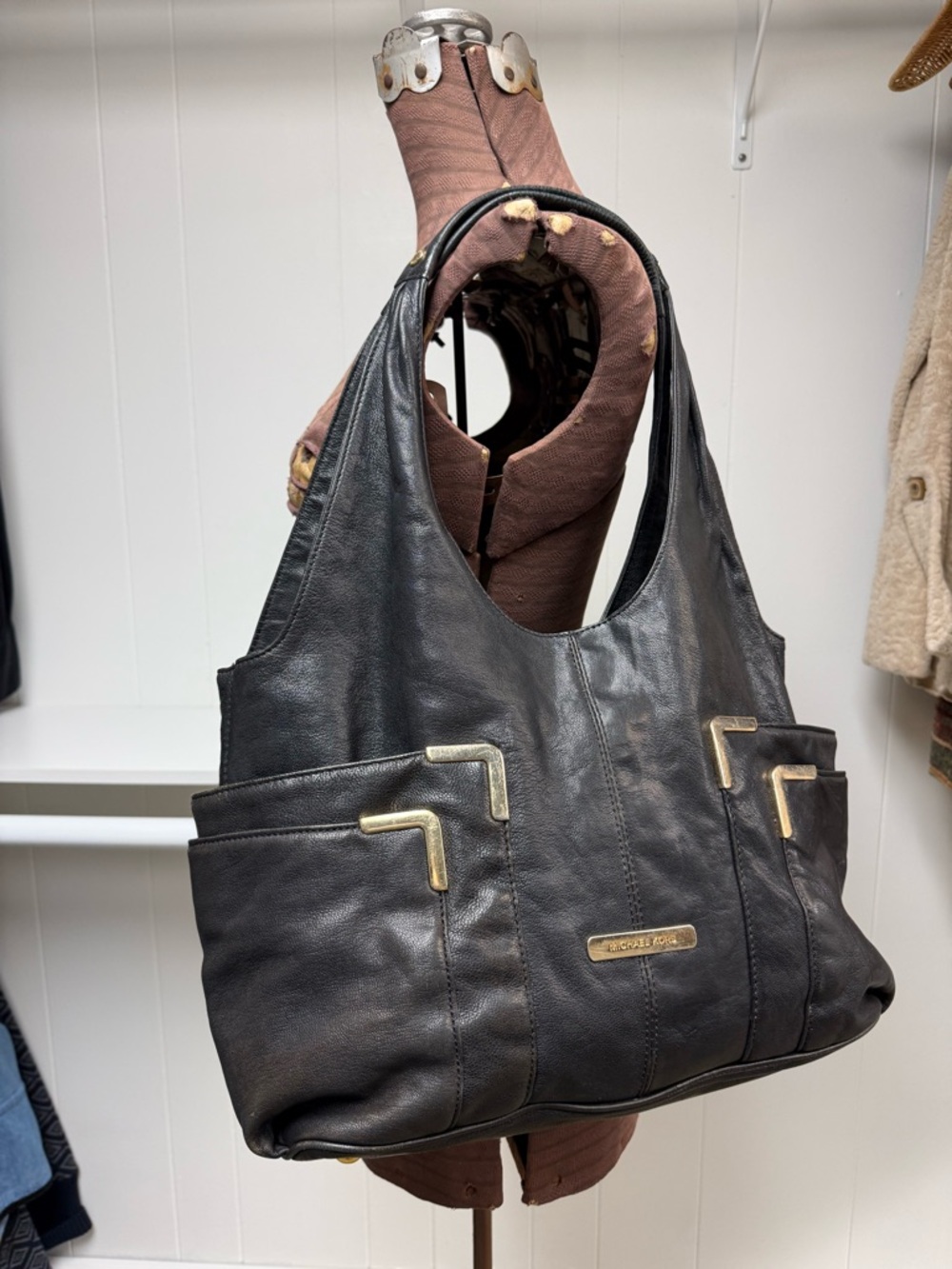Michael Kors Black 'Beverly' Slouchy Leather Large Shoulder Tote Bag Handbag